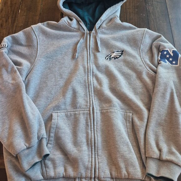 Philadelphia Eagles Reversible Hoodie Jacket Gray/Teal size L - Picture 3 of 7
